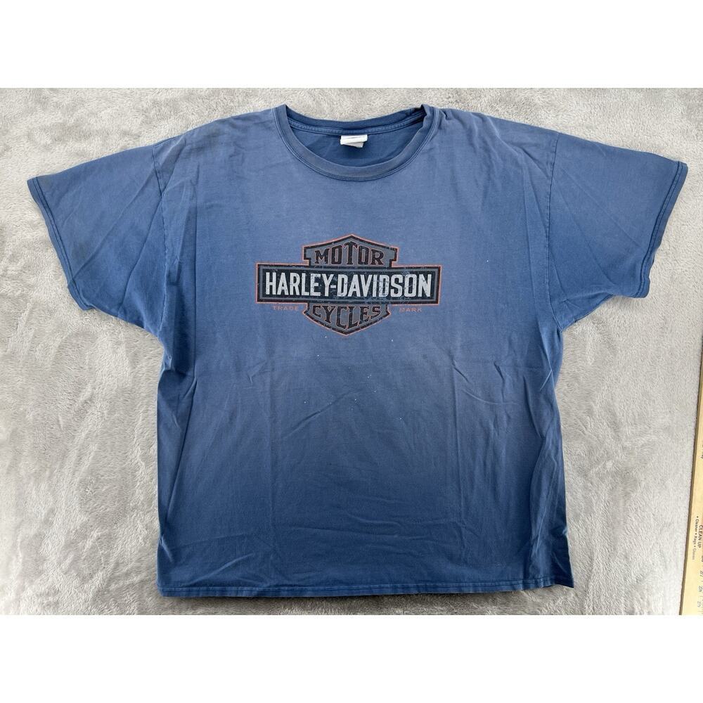 Vintage Harley Davidson Chilkoot Pass Alaska T Shirt Blue Biker Tee 2XL 2003